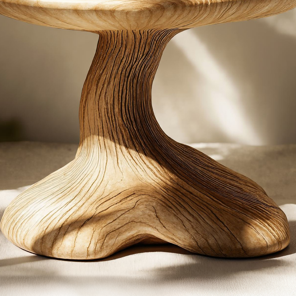 Handcrafted Wood Mushroom End Table For Lounge Area Rustic Charm