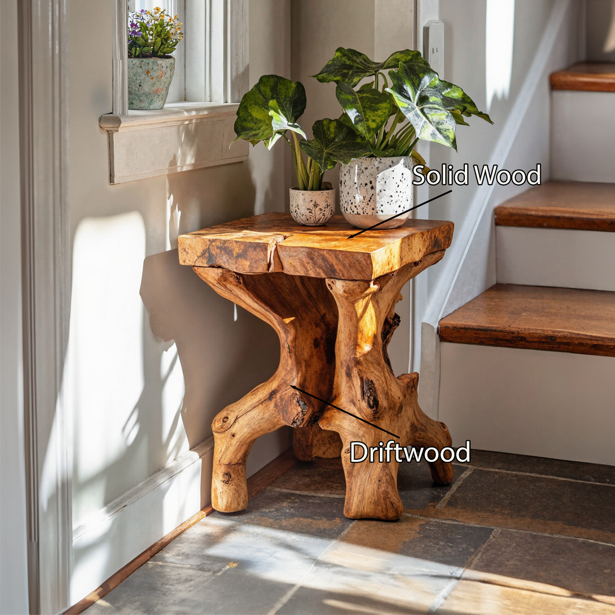 Farmhouse Wood End Table Live Edge End Table
